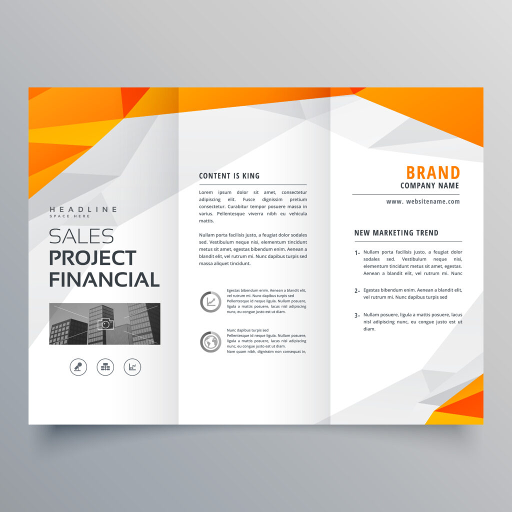 abstract orange trifold brochure design business template