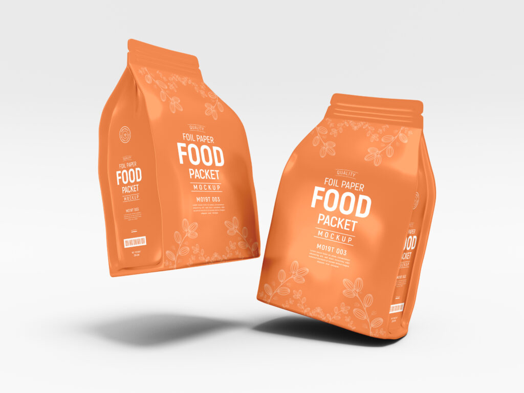 Glossy Foil Food Packet Packaging Mockup