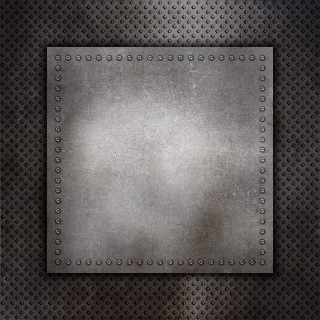 Metallic texture background with rivets and metal plate